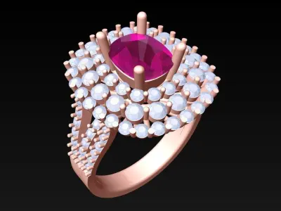 Oval Stone Ring - Womens Rings - N3492 3D print model