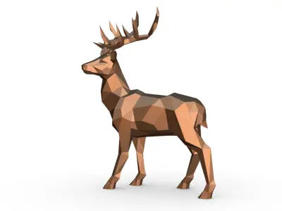 deer low poly polygonal 3D print model