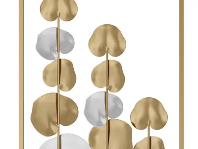 Ercer41 2 piece metal framed leaf wall decor 3D model