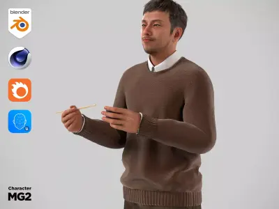 Modular Character - Asian Smart Casual Man - MG2 Low-poly 3D model