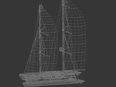 Luxury Ketch-Rigged Sailing Catamaran Twin Mast 3D model