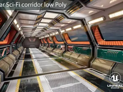 Modular Sci-Fi corridor vol 1 PBR Low-poly 3D model