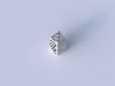 Vase double arc rectangle with diagonal grid lattice 3 3D print model