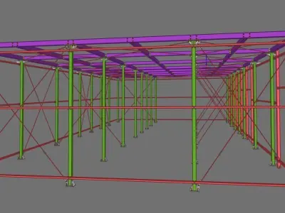 Steel Hall Structure OBJ IFC 3D Model 3D model