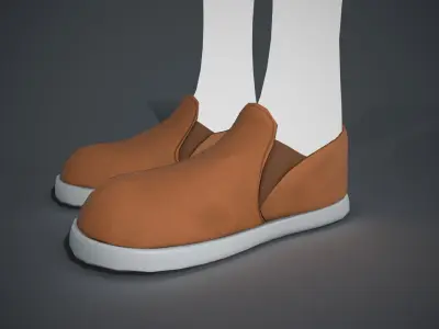 Brown Fabric Shoes Style 2 Low-poly 3D model