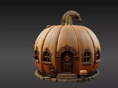 Halloween Fairy Home 3D Model Cyber Jack Pumpkin Two Model  3D model