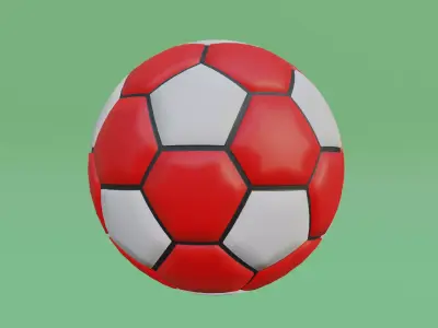 Red Soccer Ball Low-poly 3D model