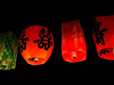  Chinese red sky lantern  3D model