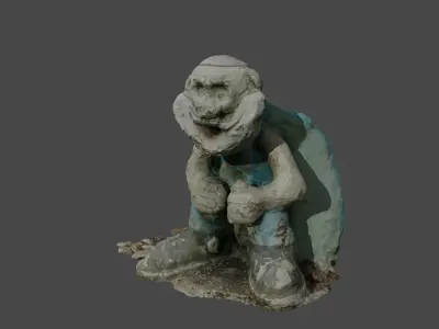 Statue of an old man with a bag Low-poly 3D model