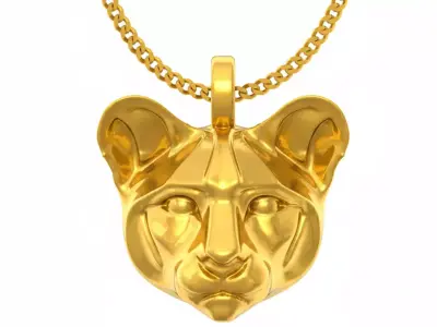 lioness head pendant - one inch pendant 3D print model