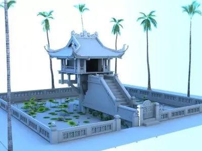 One Pillar Pagoda HaNoi Vietnamese  3D model