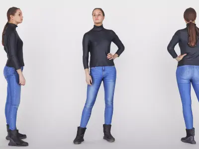 Female casual 01 Low-poly 3D model