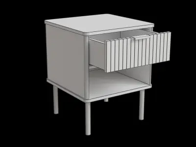 Natural Oak Nightstand With Storage And Drawers Low-poly 3D model