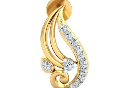 Solitaire Women Diamond Earring 3dm STL OBJ FBX Render Details 3D print model