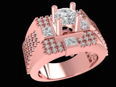 Luxury Multi Layer Square Diamond Ring for Men  2281 3D print model