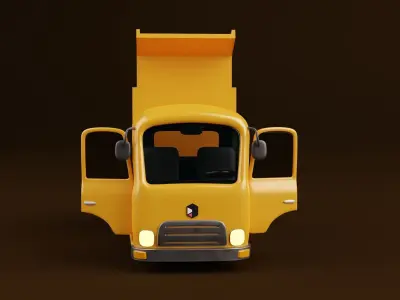 Stylized Cartoon Rigged   Dump Truck 3D model