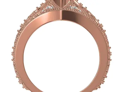 Marquise Cut Diamond Art Deco Ring with Band 3D print model