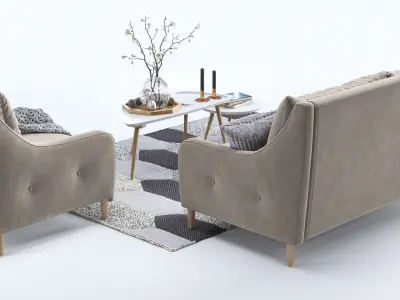 Jenson armchair and sofa 2 3D model
