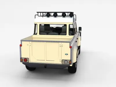 Land Rover Defender 110 Double Cab Pick Up w interior rev 3D model