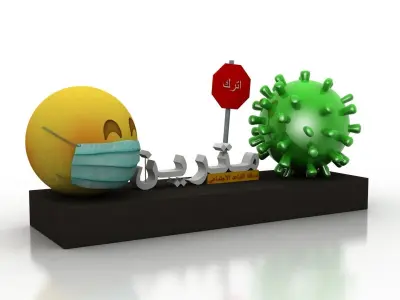 Coronavirus awareness and protection Low-poly 3D model