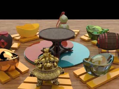 Chinese gold pot   3D model