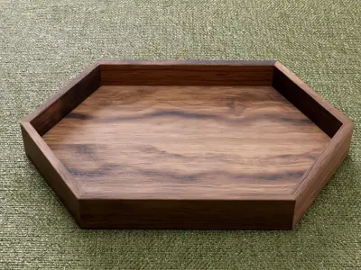 HexaWood Platter with Mat Low-poly 3D model