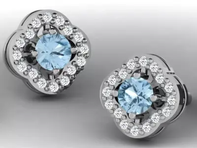 Gold Diamond Women Earring 3D print Model 3D print model 2