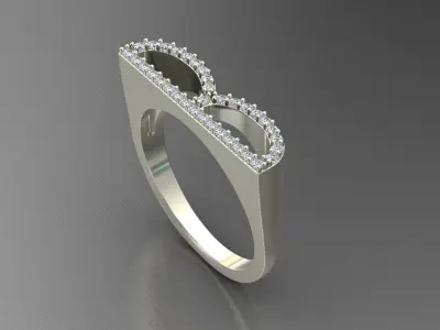alphabet jewelry ring diamond letter B 3D print model