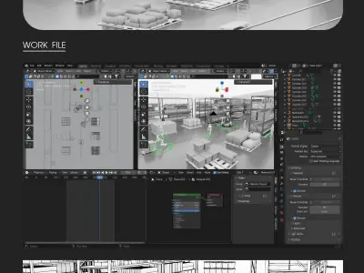 The warehouse in 3D 3D model