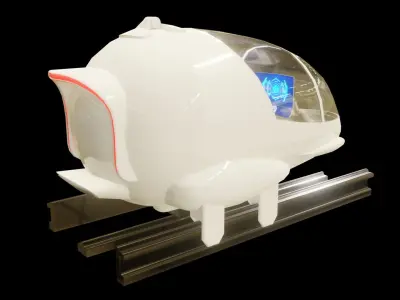 Futuristic Sci-Fi Hyperloop Vehicle-Shuttle-Car-Transportation Low-poly 3D model