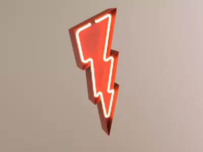 Lightning Bolt NEON Sign v2 Low-poly 3D model