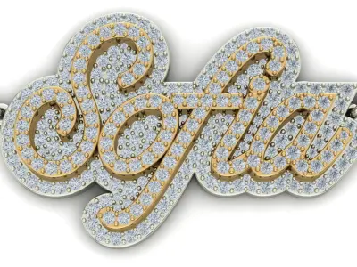 Custom Diamond Name Pendant SOFIA 3D print model