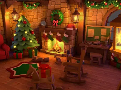 Lowpoly Stylized PBR Christmas Asset Collection Low-poly 3D model