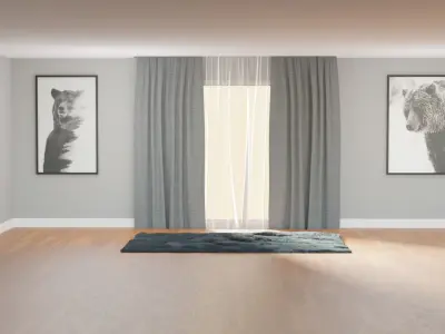 Curtains modern interior - model 1 Free 3D model