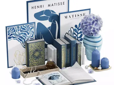 Blue decorative set 3D model