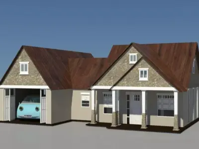 House with a car - autodesk 3Ds Max modelling 3D model