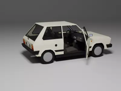 Low Poly 1980s Compact Hatchback 3D Model Car12 Low-poly 3D model