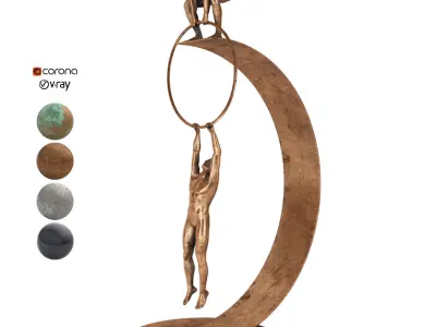 Decorative Sculpture with 4 PBR metal materials 3D model