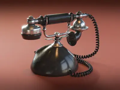 Vintage Rotary Dial Telephone Low-poly 3D model