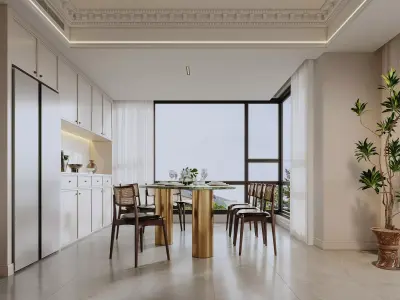 Luxury living room dining room interior scenes 11 3D model