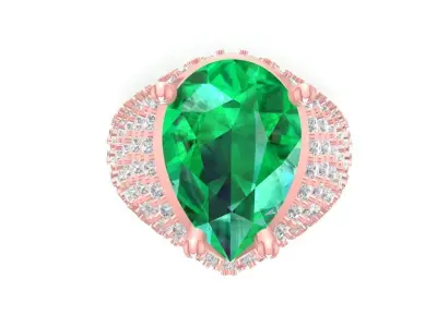 Luxury Pear Cut Pave Diamond Ring for Women 1158 3D print model