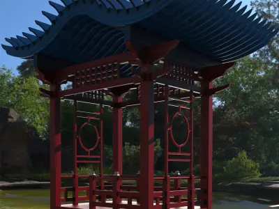 Pergola in Japanese-style 3D model