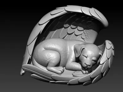 Angel Dog model - Statue Dog - 3D print 3D print model