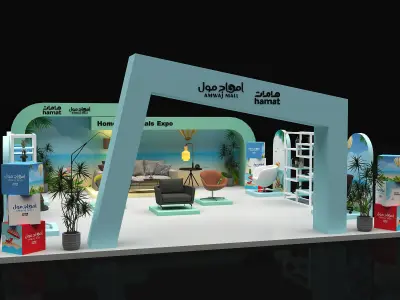 booth 9x8 open 3 side  2 sample  3D model