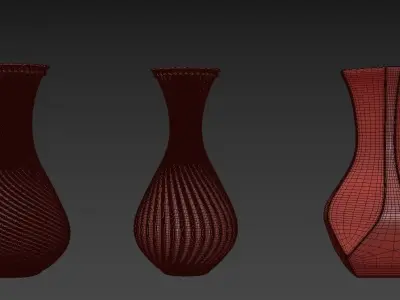Vases three gold Free 3D model
