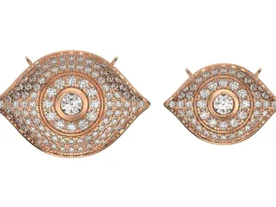 Diamond eye gold pendant 3d print model Sterling silver necklace 3D print model