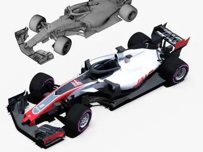 Haas VF18 car Low-poly 3D model