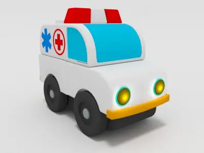 Cartoon trucks pack Low-poly 3D model