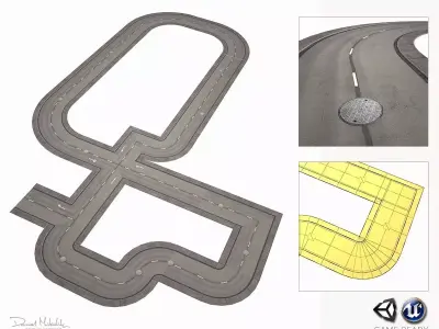 Road Modules PBR Pack Low-poly 3D model