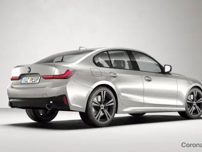 White car rendering studio SWR 3D model